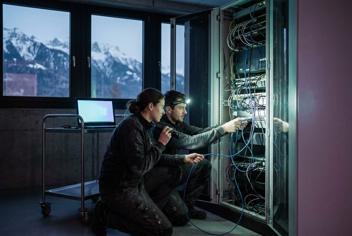 Rebuilding in a server room at night